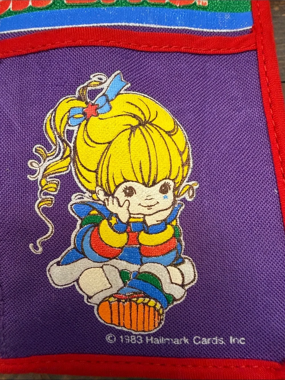 VINTAGE RARE VARIANT 1983 Rainbow Brite Purple Mini Tote Bag Clear PocketHallmak